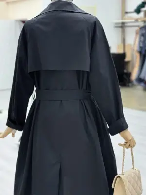 Bolero Detaylı Kemerli Araboy Trençkot -Siyah