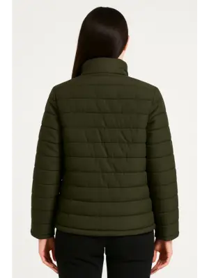 Bomber Mont Ceket – Su İtici Kumaş, Kapitone Astarlı, Fermuarlı, Kışlık - Haki