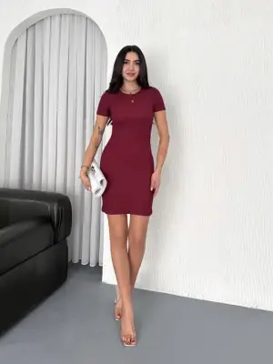 Omarı Likralı Elbise - Trend Renginde Moda Seçeneği