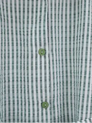 Yeşil Çizgili Bağcıklı Gömlek