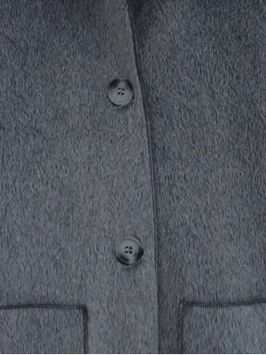 Boydan Düğmeli Cepli Kaban -Füme