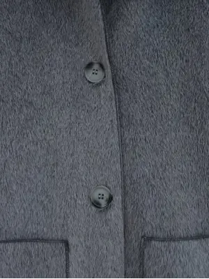 Boydan Düğmeli Cepli Kaban -Füme