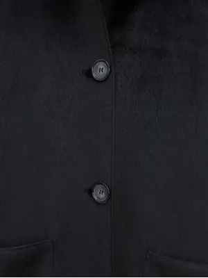 Boydan Düğmeli Cepli Kaban -Siyah