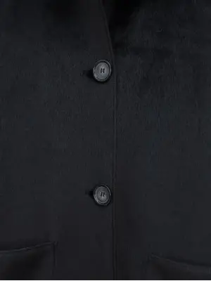 Boydan Düğmeli Cepli Kaban -Siyah