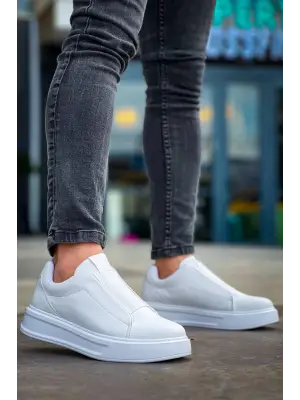 Omarı Yüksek Taban Beyaz Tek Bant Erkek Günlük Ayakkabı