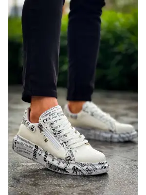 Omarı Beyaz Crocodile Bağcıklı Günlük Erkek Ayakkabı