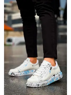 Omarı Bağcıklı Crocodile Beyaz Mavi Günlük Erkek Ayakkabı