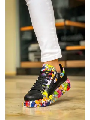 Omarı Crocodile Desenli Siyah Kırmızı Erkek Günlük Ayakkabı