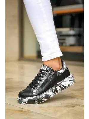Omarı Crocodile Desenli Siyah Günlük Erkek Ayakkabı