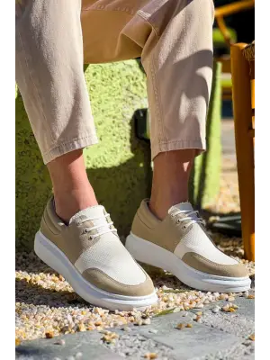 Omarı Rahat ve Şık Bej Günlük Erkek Ayakkabı