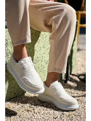 Omarı Şık Beyaz Günlük Erkek Ayakkabı