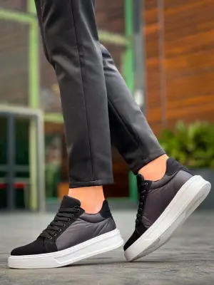 Modern Siyah Yüksek Taban Spor Ayakkabı