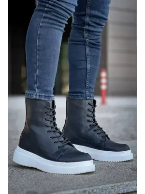 Omarı Yüksek Taban Bağcıklı Siyah Postal Bot