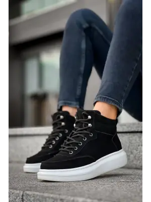 Omarı Siyah Süet Yüksek Taban Erkek Bilek Bot