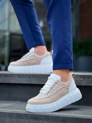 Beyaz Yüksek Taban Günlük Spor Ayakkabı