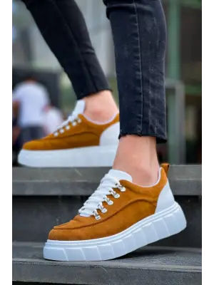 Omarı Yüksek Taban Taba Süet Beyaz Spor Ayakkabı