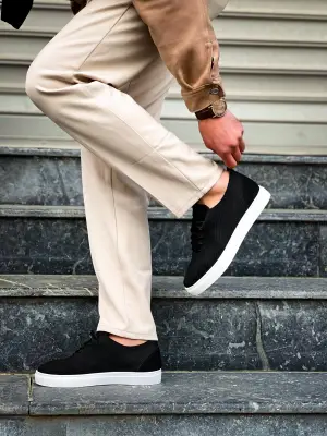 Omarı Siyah Triko Bağcıklı Günlük Erkek Ayakkabı