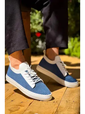 Omarı Mavi Yüksek Taban Bağcıklı Günlük Erkek Ayakkabı