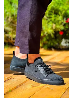 Omarı Yüksek Taban Bağcıklı Siyah Erkek Günlük Ayakkabı