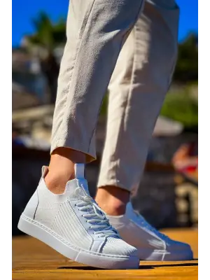 BR-112   Omarı Beyaz Triko Bağcıklı  Günlük Erkek  Ayakkabı