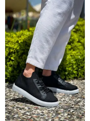 Omarı Siyah Triko Bağcıklı Günlük Erkek Ayakkabı