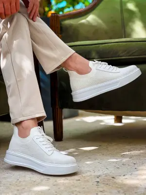 Omarı Beyaz Bağcıklı Günlük Erkek Ayakkabı