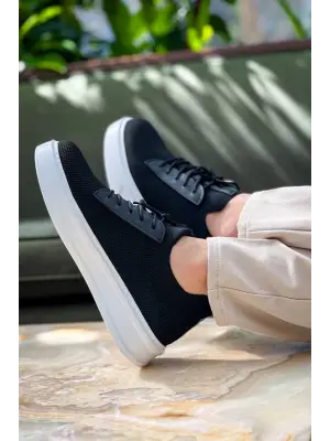 Omarı Siyah Triko Bağcıklı Erkek Günlük Ayakkabı