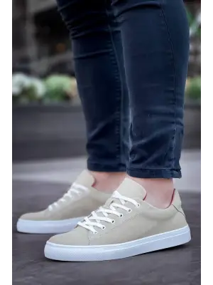 Omarı Yüksek Taban Bağcıklı Bej Günlük Erkek Ayakkabı