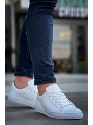 Omarı Yüksek Taban Bağcıklı Beyaz Erkek Günlük Ayakkabı