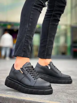 Omarı Siyah Yüksek Taban Günlük Spor Ayakkabı
