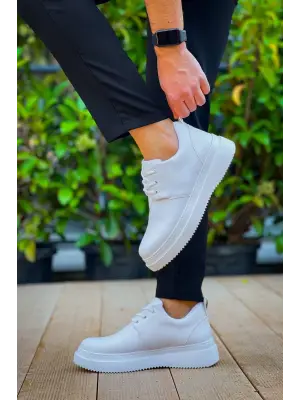 Omarı Yüksek Performanslı Beyaz Cilt Günlük Erkek Ayakkabı