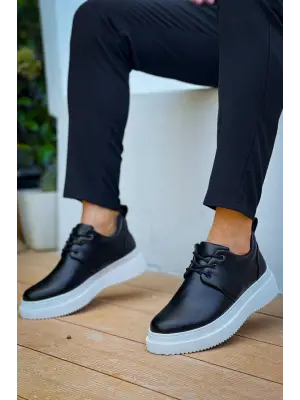 Çarpıcı Siyah Cilt Bağcıklı Ayakkabı