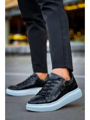 Günlük Siyah Fermuar Ve Bağcıklı Erkek Ayakkabı