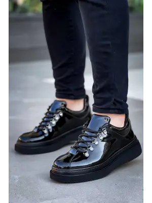 Omarı Rugan Yüksek Taban Siyah Erkek Günlük Ayakkabı