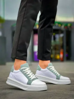 Omarı Beyaz Yüksek Taban Günlük Spor Ayakkabı