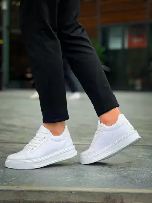 Omarı Beyaz Rugan Yüksek Taban Günlük Spor Ayakkabı