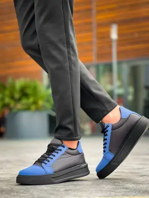 Omarı Siyah Mavi Yüksek Taban Günlük Spor Ayakkabı