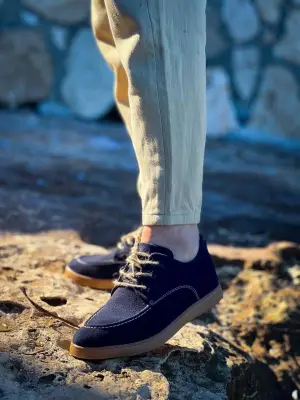 Omarı Süet Bağcıklı Lacivert Erkek Günlük Ayakkabı