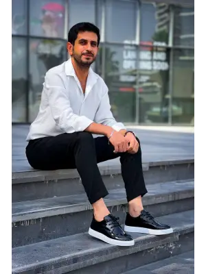 Modern Siyah Rugan Erkek Ayakkabı