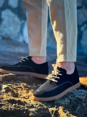 Yüksek Kalite Siyah Süet Bağcıklı Erkek Ayakkabı