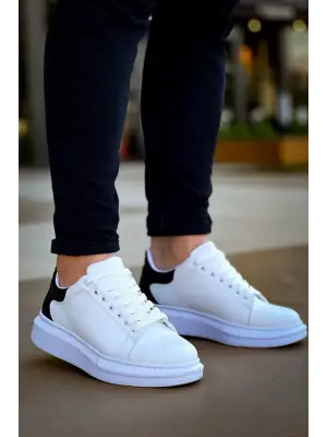 Omarı Beyaz Siyah Bağcıklı Günlük Erkek Ayakkabı