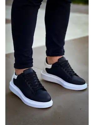 Omarı Bağcıklı Siyah Beyaz Günlük Erkek Ayakkabı