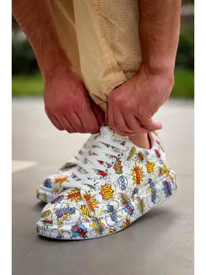 Modern Beyaz Bağcıklı Erkek Ayakkabı