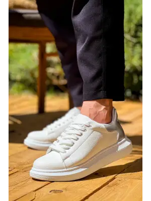 Omarı Gümüş Yüksek Taban Bağcıklı Erkek Ayakkabı