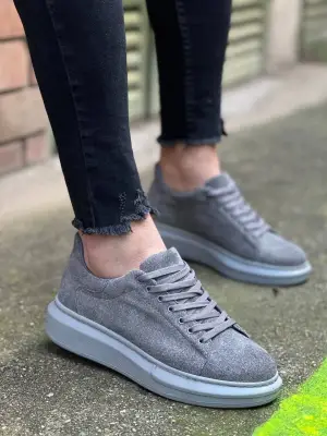 Omarı Yüksek Taban Gri Süet Günlük Erkek Ayakkabı