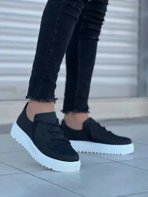 Omarı Siyah Yüksek Tabanlı Günlük Erkek Ayakkabı