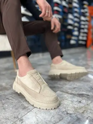 BR-703 Benorra Bej Süet Lastikli Günlük Erkek Ayakkabı