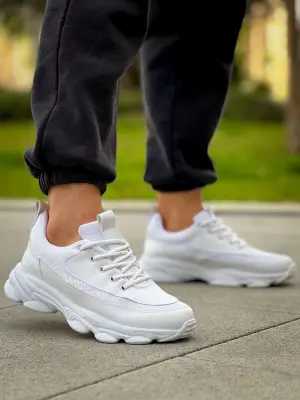 Omarı Yüksek Taban Bağcıklı Beyaz Günlük Erkek Ayakkabı