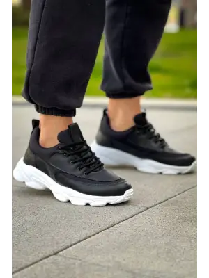 Omarı Yüksek Tabanlı Siyah Bağcıklı Erkek Günlük Ayakkabı