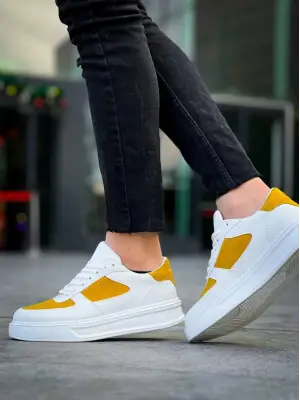 Omarı Yüksek Tabanlı Beyaz Günlük Spor Ayakkabı